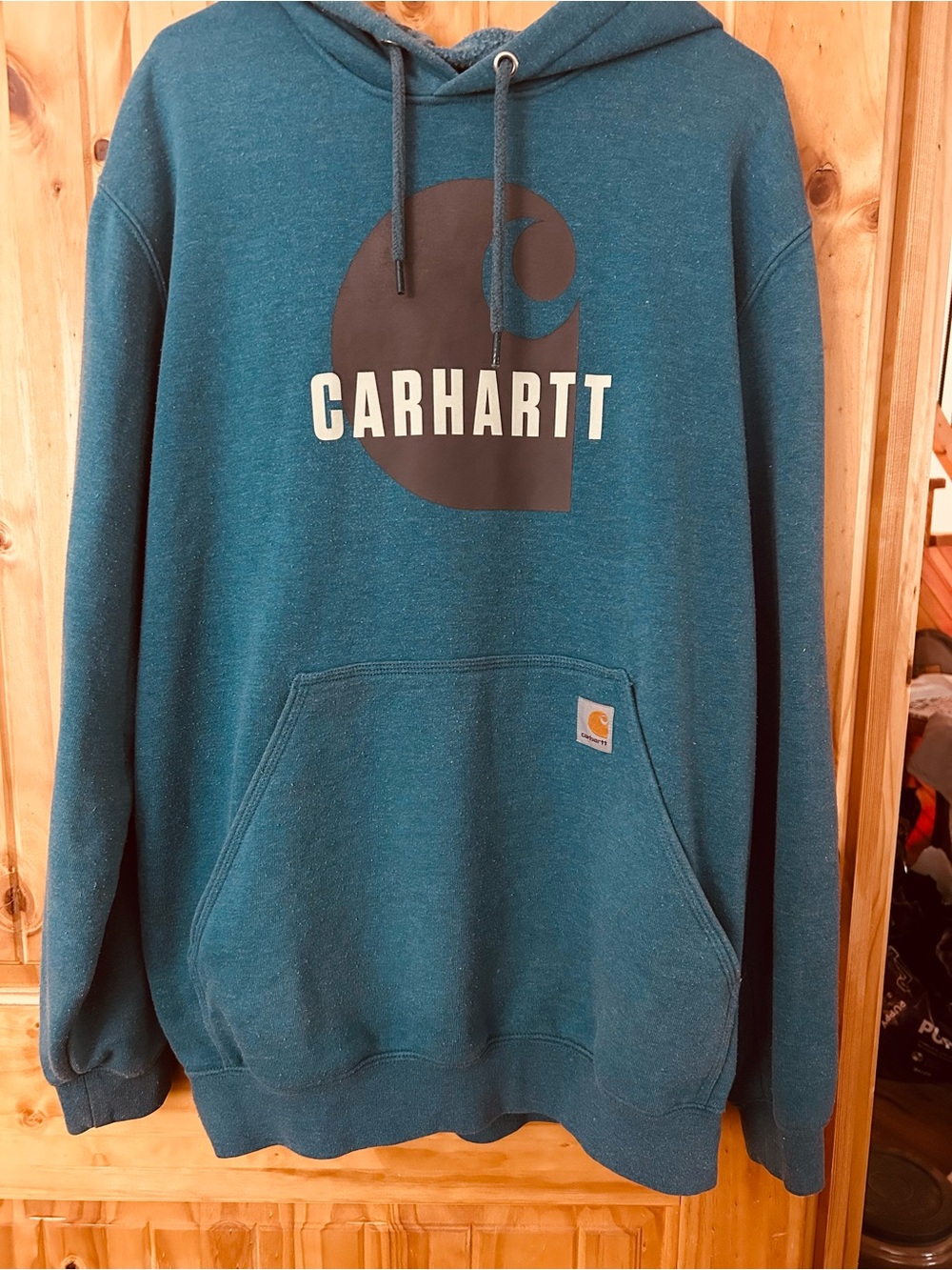 Carhartt Teal Pullover Hoodie with Large Logo